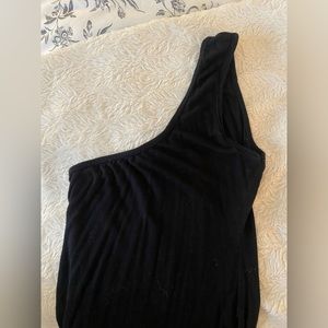 Black one shoulder bodysuit